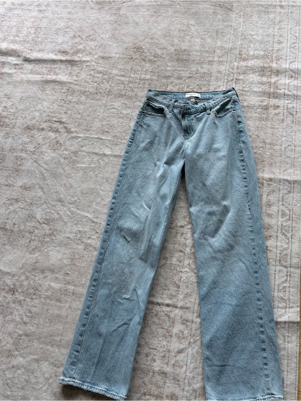 Abercrombie & Fitch Asymmetrical The Baggy Low Rise Jeans Curve Love Blue 25